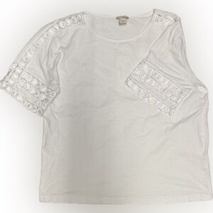 J. Crew White Blouse with Lace Accents | Sz XS